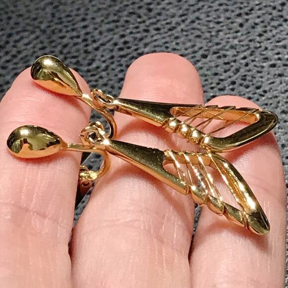 Crown Trifari Modernist Abstract Space Age Atomic Clip On Earrings Wrap Wire MCM - Picture 7 of 15